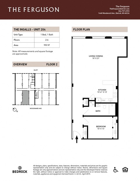 Floor Plans_Unit-204 at The Ferguson Apartments, Michigan
